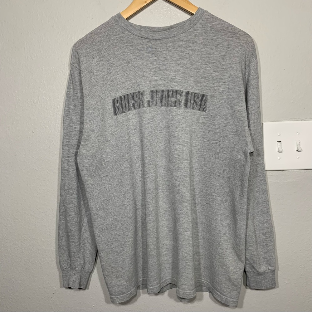 Vintage Guess Jeans USA Spellout Gray Long‎ Sleeve Tee Large
